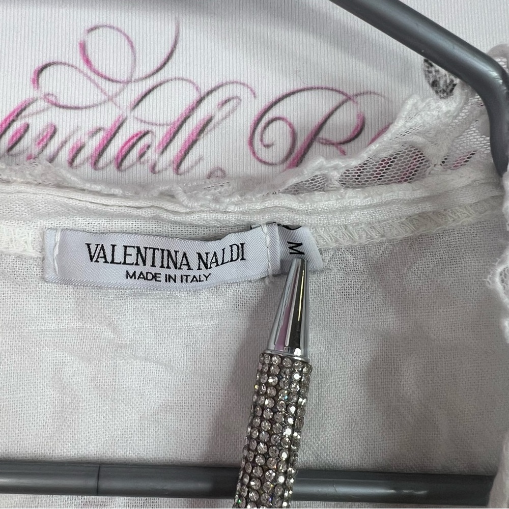 Valentina Naldi Italy tshirt Lacie Chic White Lace-Trimmed Women's Blouse - Picture 6 of 9
